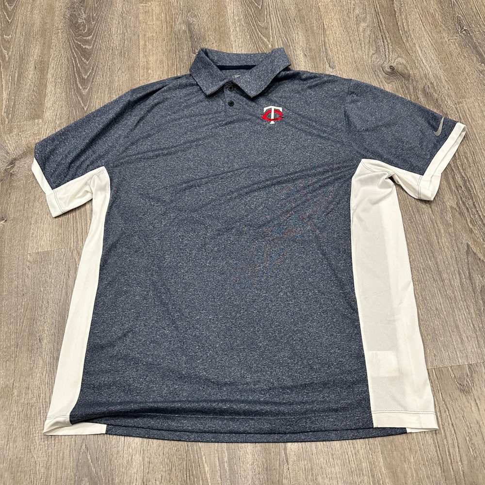 Nike Golf Minnesota Twins Polo Shirt Mens XL Navy Blue Dri-FIT Tour Performance